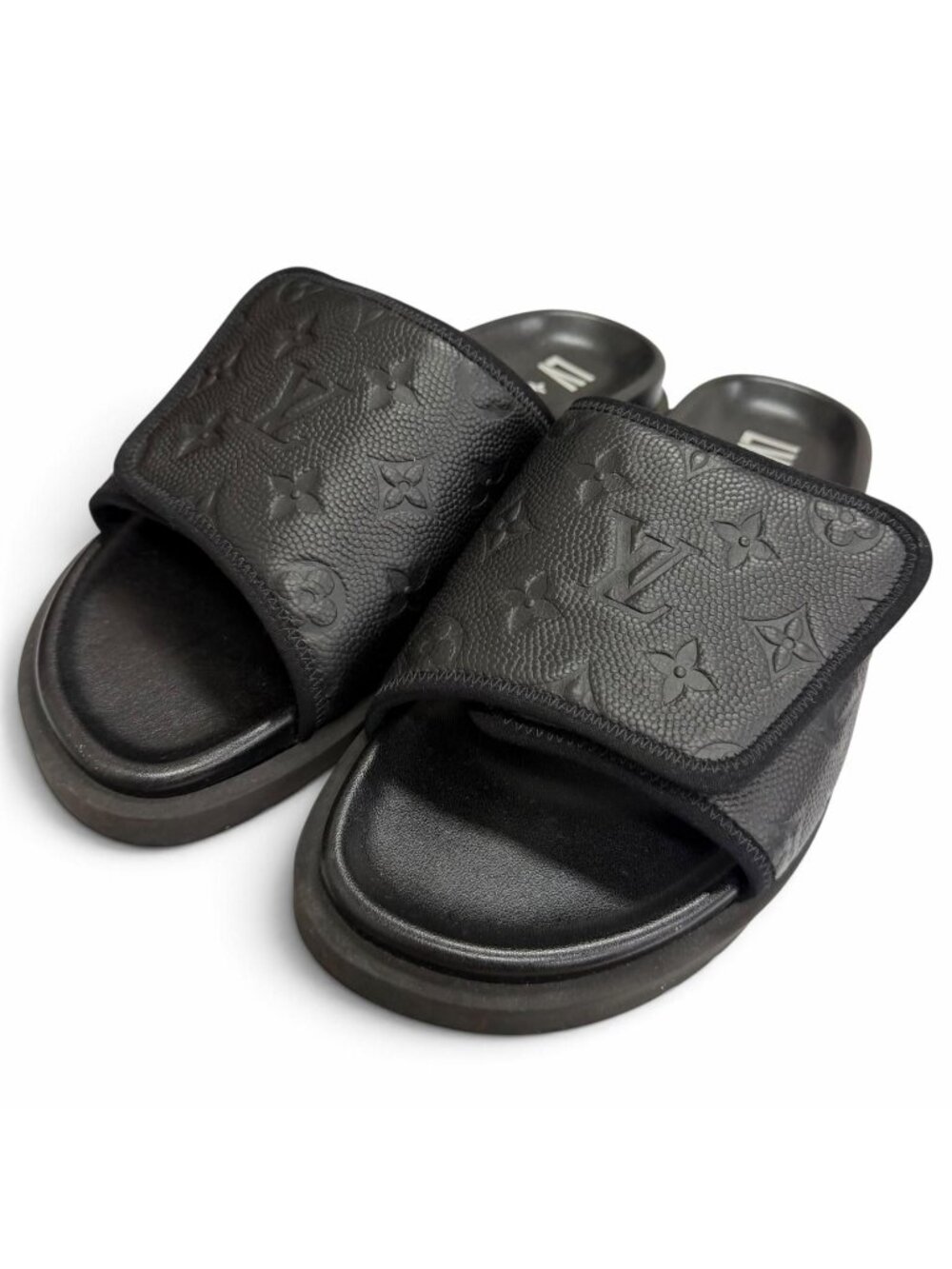 Louis Vuitton NBA Leather Monogram Slide Sandals Black 7